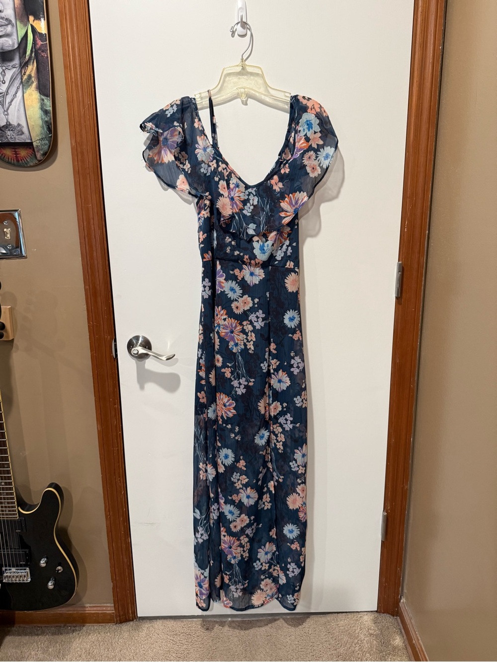 Dainty hooligan Floral Navy Maxi Dress with Pink and Blue Blooms